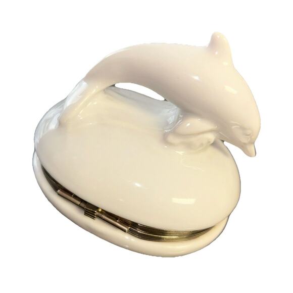 Ceramic Dolphin Trinket Ring Box‎ Andrea by Sadek Vintage Japan EUC 5632 - Picture 3 of 5